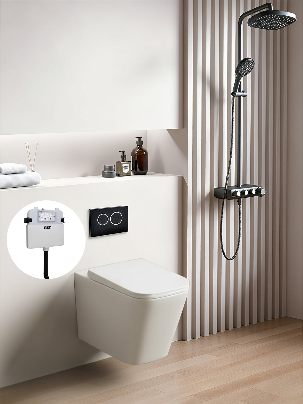 Qubist  R&amp;T inwall floor toilet suite G30032/G3005+ KDK103/KDK103-B