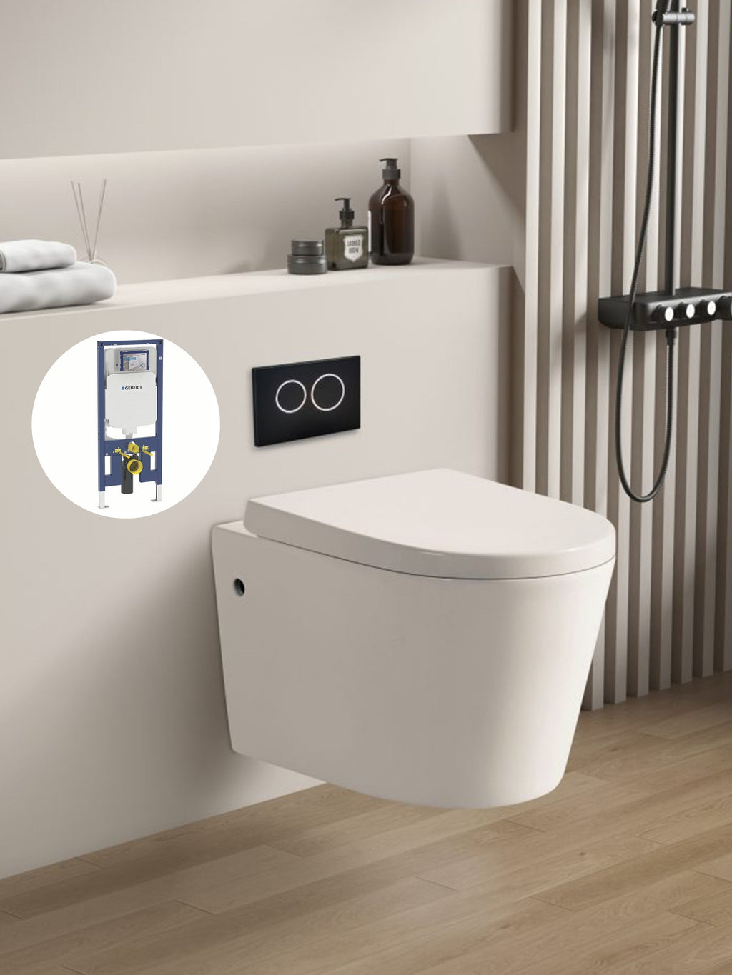 Avery Geberit inwall wall hung toilet suite (Sigma8- F/Alpha12- F+KDK302-B)