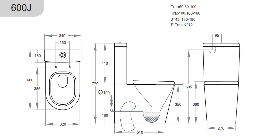 KDK600J  Avis Rimless Junior Toilet Suite