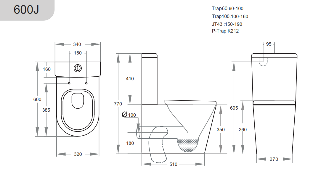 KDK600J  Avis Rimless Junior Toilet Suite