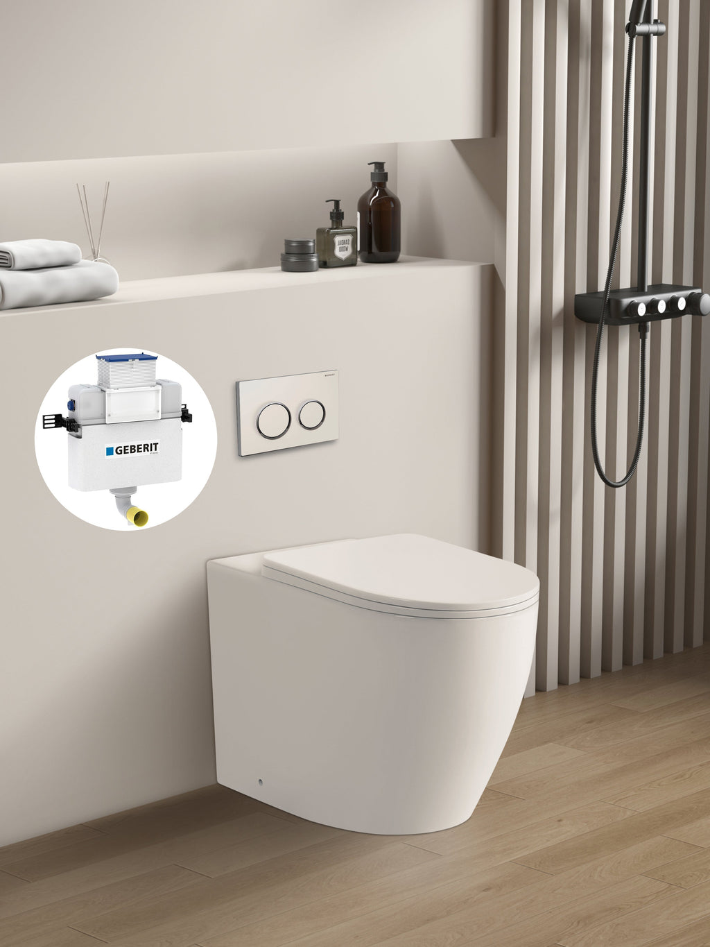 Elvera Geberit In Wall Floor Toilet Suite Sigma8/Alpha12+KDK107R