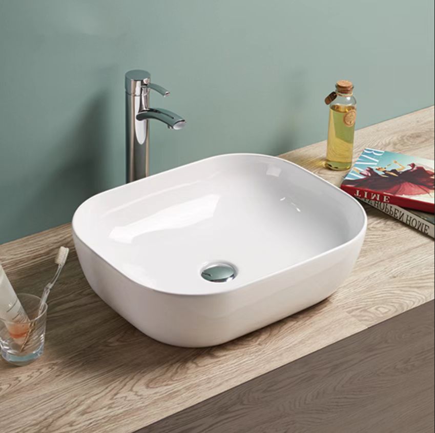 PA4939 Ultra Slim Gloss White Fine Ceramic Basin(Rectangle: 490*395*150mm)
