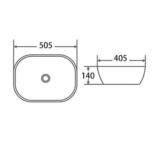 PA4939 Ultra Slim Gloss White Fine Ceramic Basin(Rectangle: 490*395*150mm)
