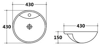 PSR4343 Semi Recess Basin(Round: 435*435*155mm)
