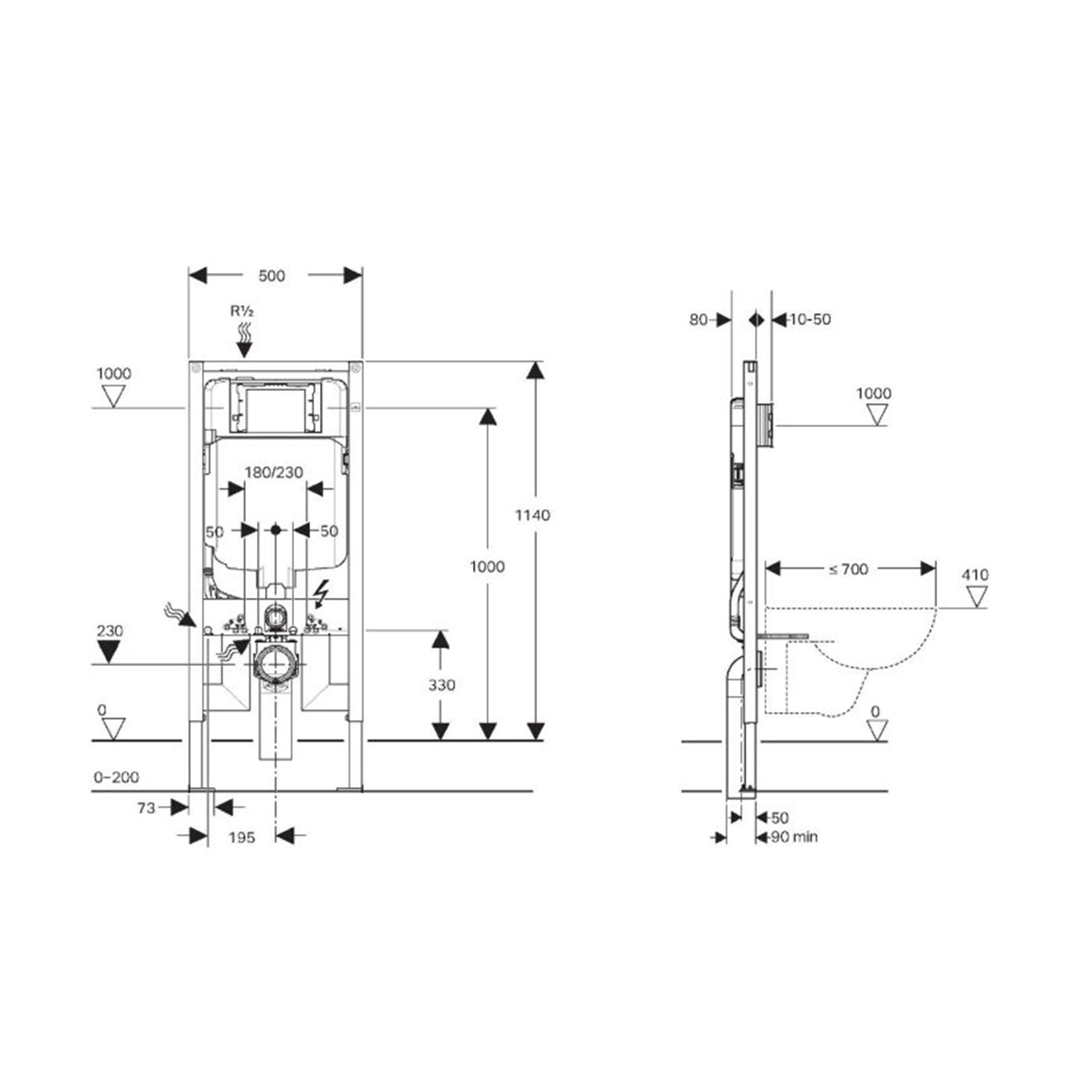 Avery Geberit inwall wall hung toilet suite (Sigma8- F/Alpha12- F+KDK302-B)