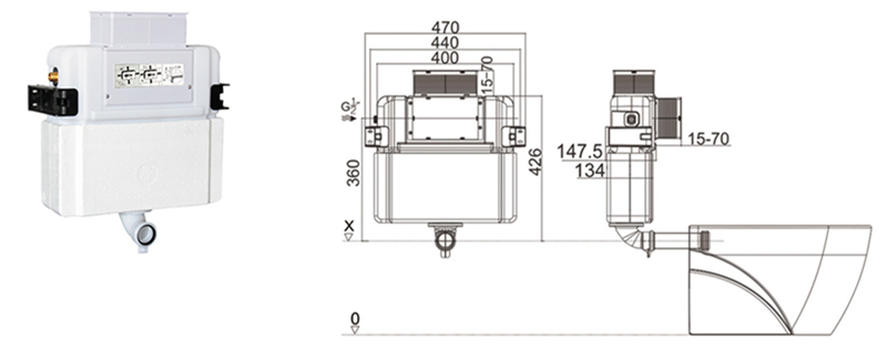 Qubist  R&amp;T inwall floor toilet suite G30032/G3005+ KDK103/KDK103-B